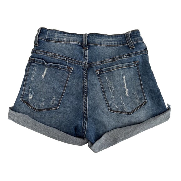 Kancan Los Angeles Rolled Hem Distressed Denim Women's 26 Jean Shorts Pockets - Picture 2 of 4
